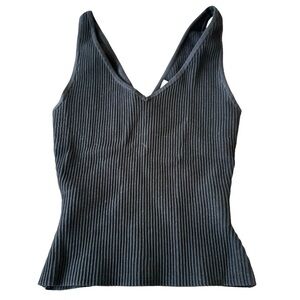 Aritzia Babaton Sculpt Knit Black V Neck Tank Top